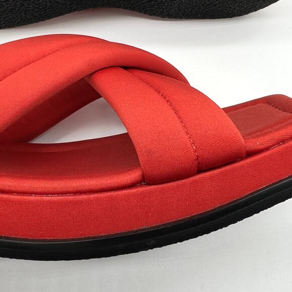 JEFFREY CAMPBELL Sun-Sation Sandal Women 8 Orange Red Platform Cris Cross Padded - Picture 7 of 12